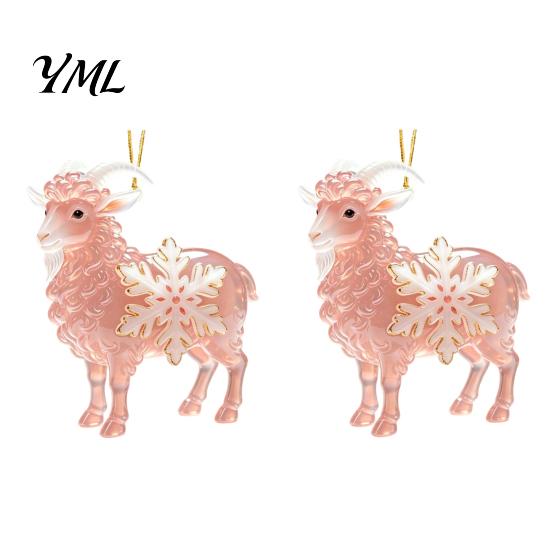 Christmas Home Decor Sheep Hanging Ornament with Snowflake Decor, 2D Flat Acrylic Pendant Ornaments Rope for Holiday Tree Party Supplies Festive