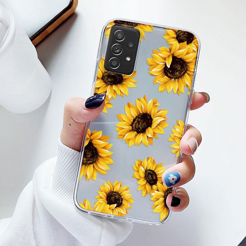Phone Case For Samsung A52s A52 Floral Silicon Cover For Samsung Galaxy A52 Fundas Coque Transparent Soft Capas Flower TPU