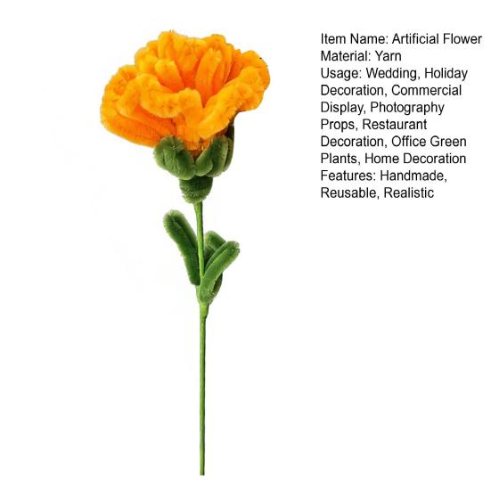 Finished Pipe Cleaner Artificial Carnation Handmade Preserved Fake Flower Stem Plush Twist Stick Floral Decoration Women Gift