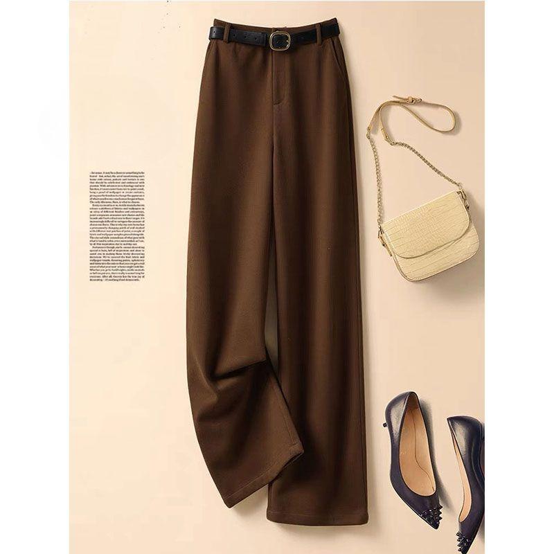 

Серые модные шерстяные брюки, женские брюки с высокой талией для осени и зимы XXL коричневый