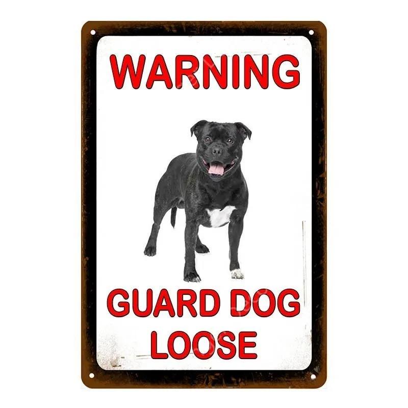 Warning Danger Metal Tin Signs Beware Of The Dog Cat Poster Vintage Wall Plaque Courtyard Garden Bar House Man Cave Decor