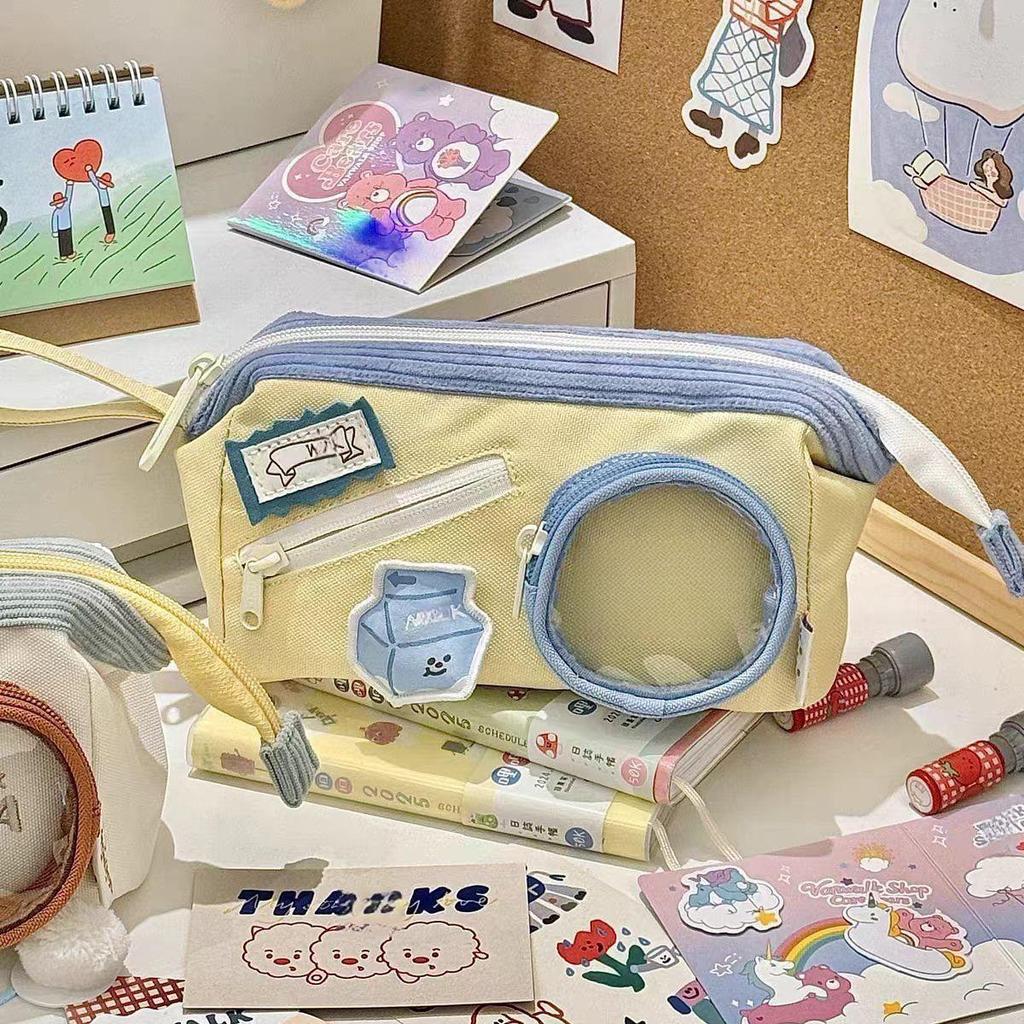Cute Cheese Pencil Case: High Capacity, Multi-layer Stationery Bag for Students