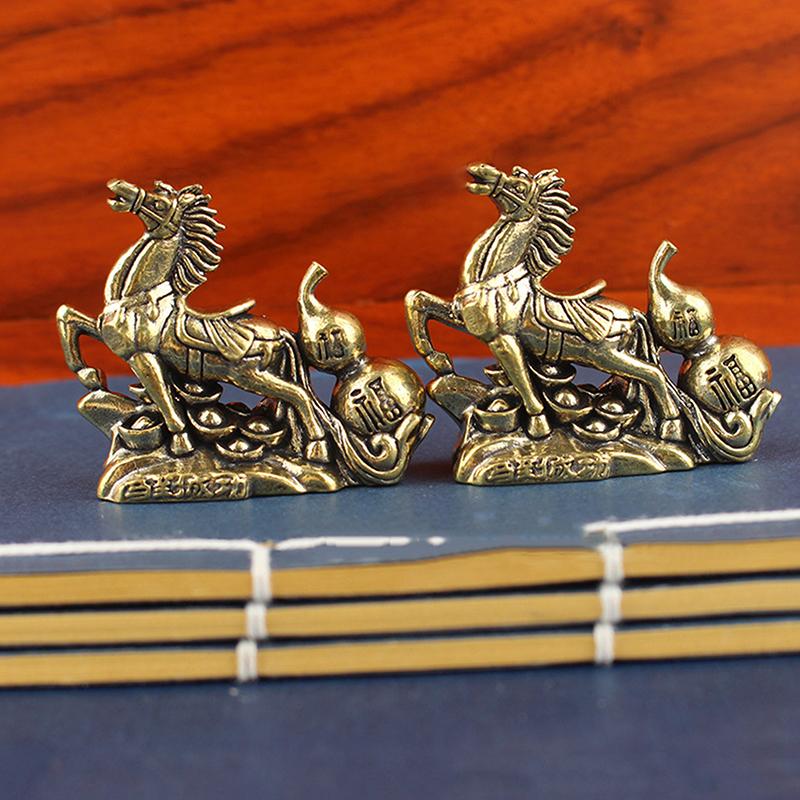 Brązowa tykwa koń Dekoracja na biurko Kreatywne rzemiosło metalowe Dekoracje do domu Stereoskopowa statuetka konia zodiaku