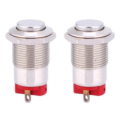 2 Pièces Interrupteur Métal à Bouton Poussoir 2 Broches Verrouillage Étanche Fournitures Électroniques 12mm Haut Affleurant