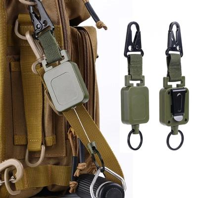 Durable Steel Cord Keychain Holder Outdoor Tactical Backpack Hooks Multi-purpose Retractable Badge Reels