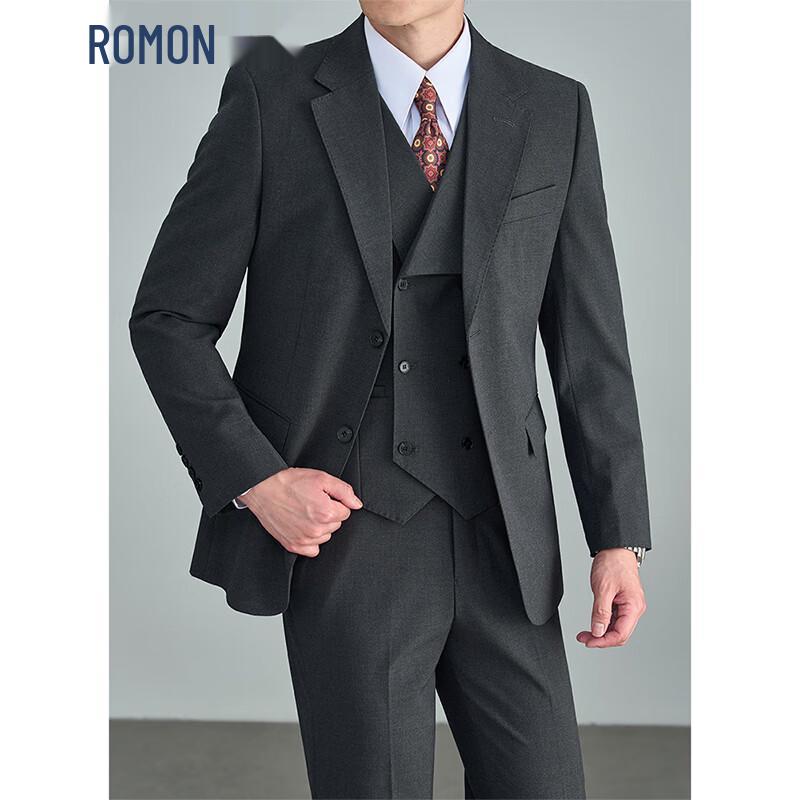 Мужской деловой костюм-тройка ROMON из модала и шерсти 30 темно-серого
