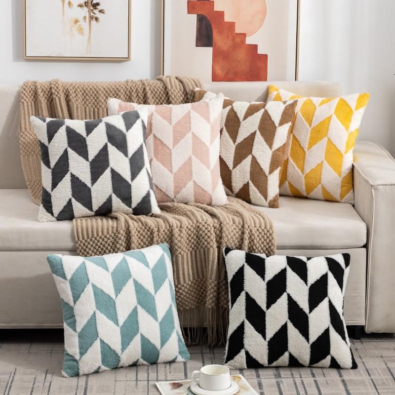 Nordic Throw Pillowcase Without Core Jacquard Single-sided Sofa Living Room Cushion Simple High-end Bedroom Bay Window Pillowcase