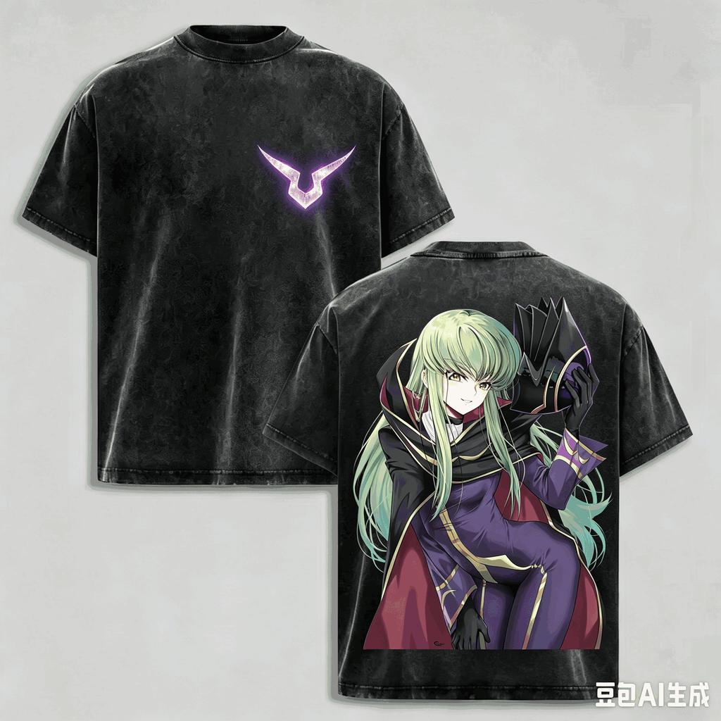 T-shirt Lavata Anime Code Geass Lelouch Lamperouge Estiva per Uomo Donna Moda Nuova Cotone Retro Casual Moda T-shirt