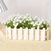 2PCS Artificial Flower Plants - Mixed Color Daisies In Picket Fence Pot for Indoor Office Wedding Home Decor