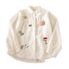 Spring 2026 Slimming Striped Children's Literary Style Women's Embroidered Long Sleeve Shirt