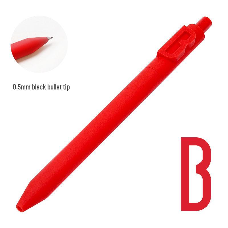 Shuyuan Black Gel Pen - Push-Button, Student Use, Minimalist Design, Candy-Colored Silicone Barrel.