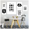 Kinderzimmer Wandkunst Leinwandbild Schwarz und Weiß Abenteuer Sei Wild und Frei Zitate Poster und Drucke Nordisches Babyzimmer Bild