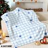 Blue Star Gingham Winter Summer Flannel Blanket Throw Fleece Soft Fuzzy Plush Cozy Fleece Blankets for Sofa Ideal Gifts