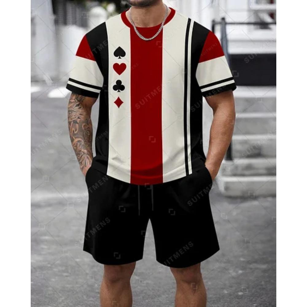 

Men s Summer Comfortable Fashionable Colorful Pattern 3D Printed 2-piece Set Leisure Sports Style Loose Oversized Breathable Sports Wear S