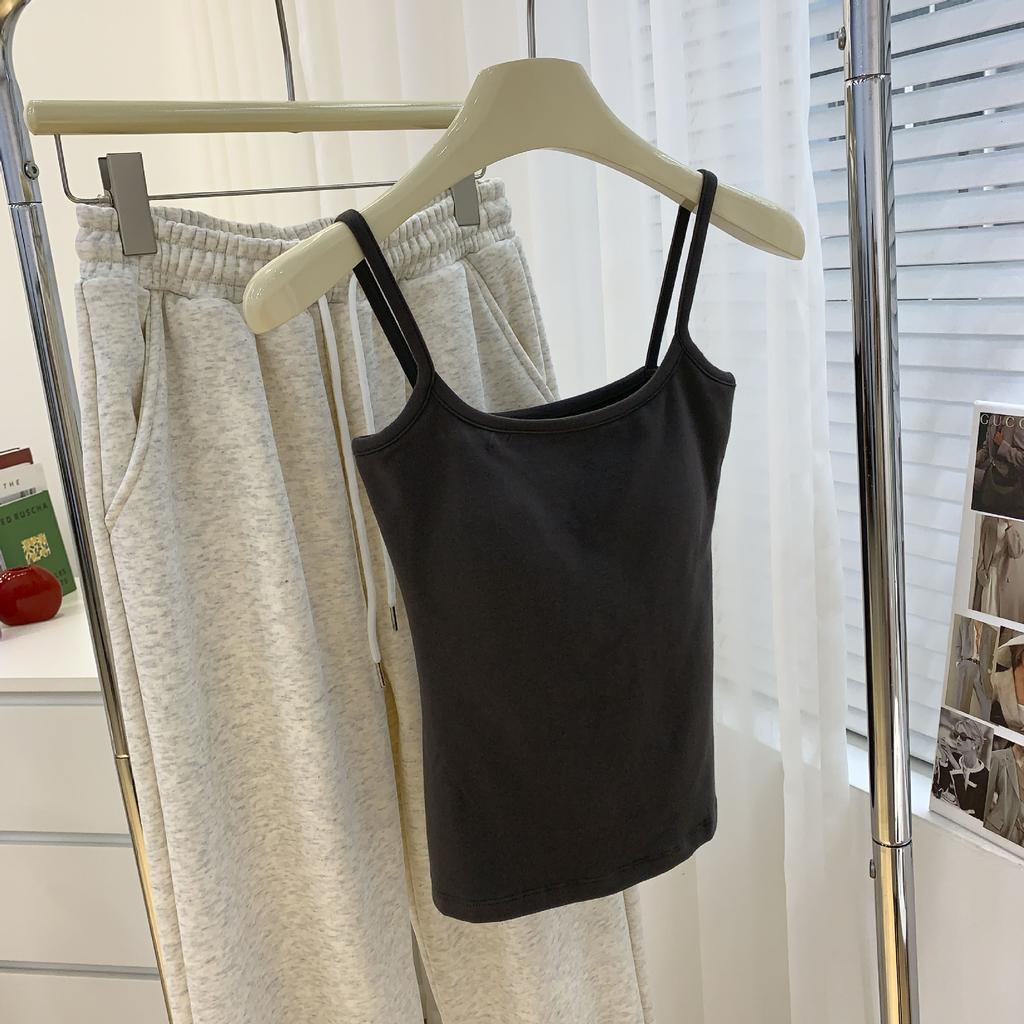 Camisole Vest for Women with Chest Cushion As The Base Fixed One-piece Cup Underwear