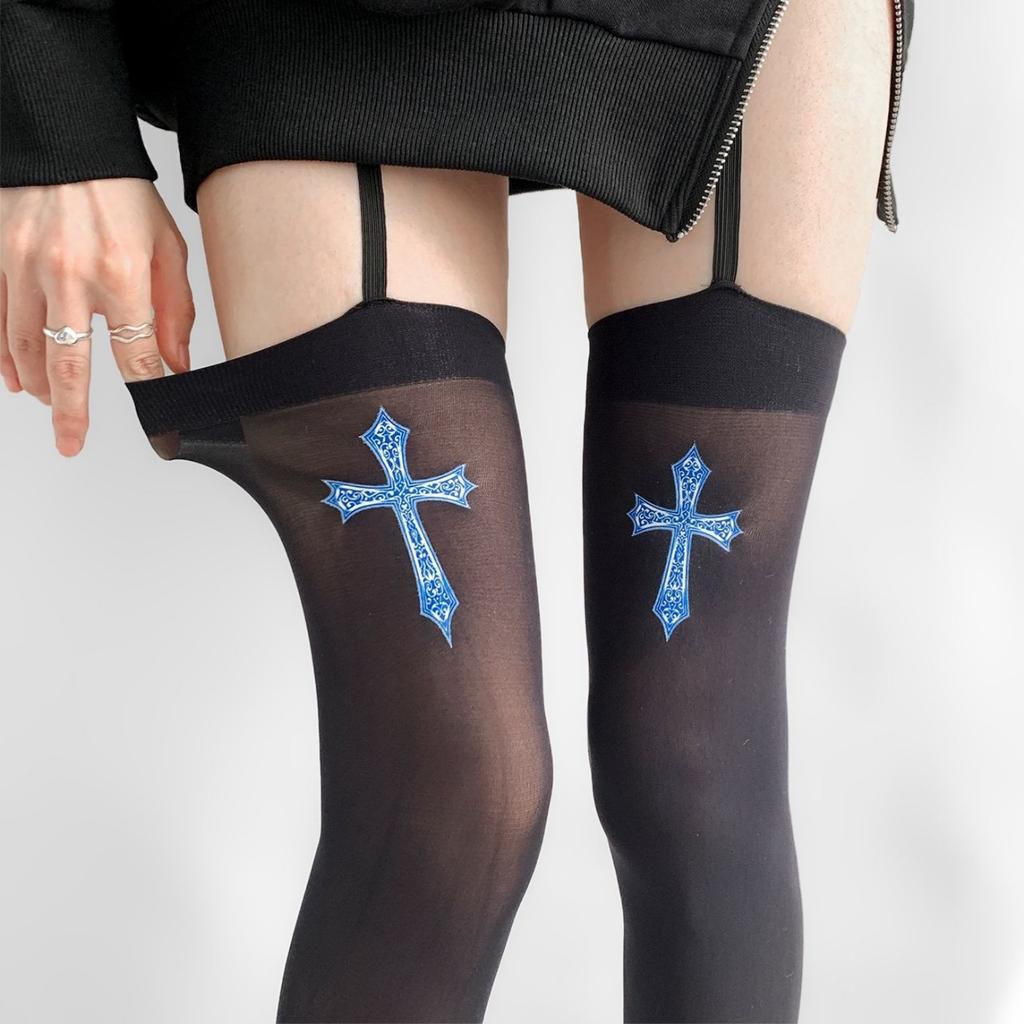 Two-Dimensional Yuanyan Expression Suspenders, Thigh Socks, Women'S Print Cartoon Jk Socks, Knee Socks, High Stockings, White Long