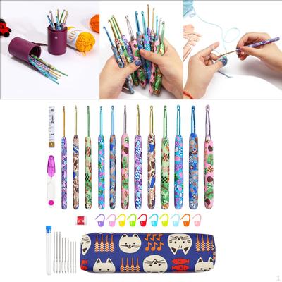 Crochet Hook Kit Ergonomic Grip Knitting Household Crafts Tool for Adults Beginners