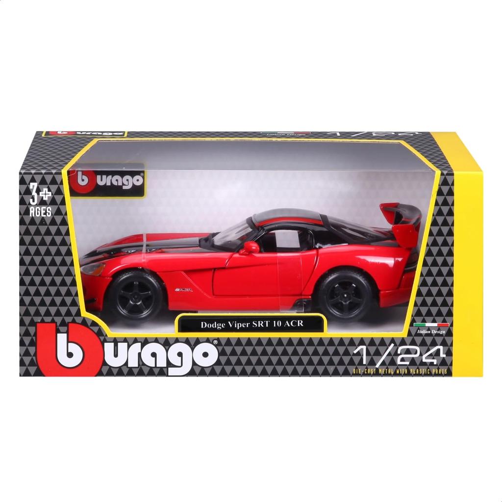 Bburago 1/24 Dodge Viper SRT 10 ACR Red/Black / Diecast Model Car, Finished Product 18-22114 RD