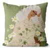 Art Oil Painting Pillow Cover Pastoral Forest Green Flower Home Light Luxury Pillow Sofa Car Bedside Cushion Cover