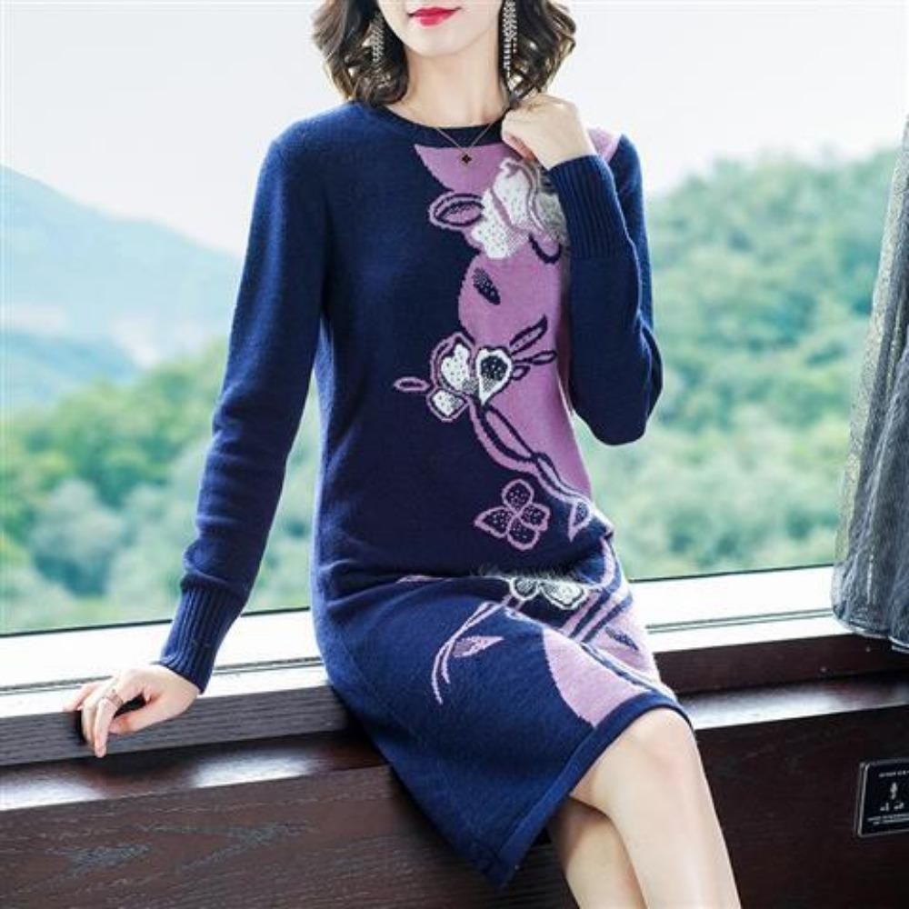 Knitted Dress New Autumn and Winter Bottoming Shirt Medium and Long Sweater Skirt