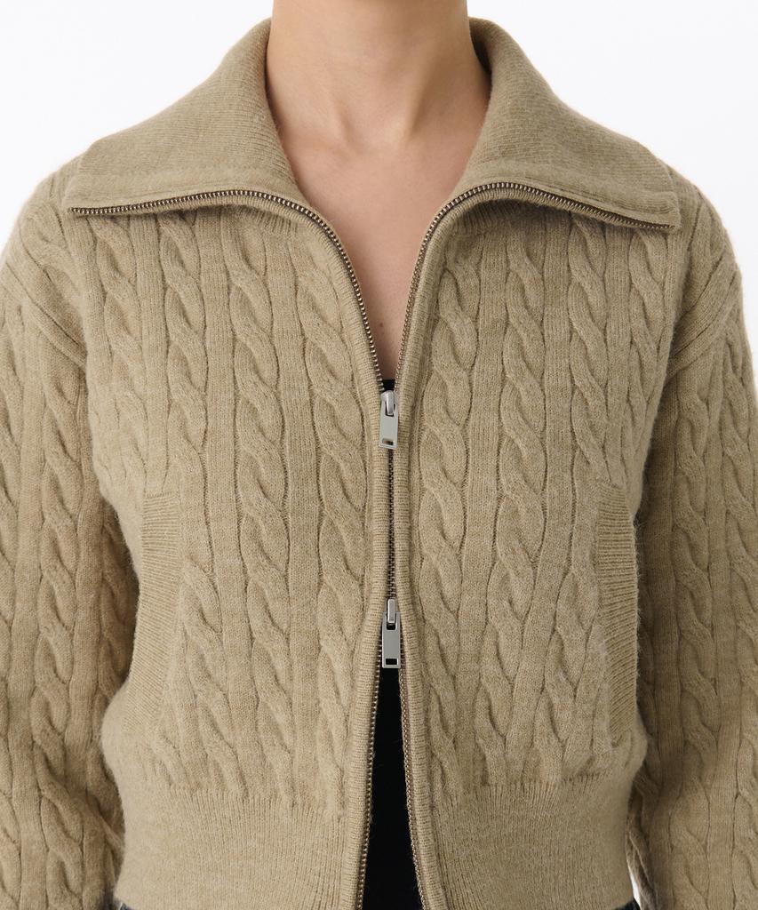 MUSINSA STANDARD WOMAN Women'S Cable Knit Zip-Up [Beige]