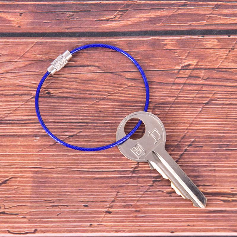 Stainless Steel Wire Keychain Keyring Circle Rope Cable Loop Screw Lock Gadget
