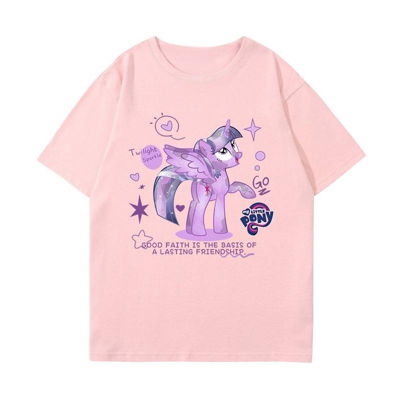2026 Summer New Style Cotton Childrens Tshirt Cartoon Print Little Pony Bolic Family Casual Breathable ShortSleeved Shirt