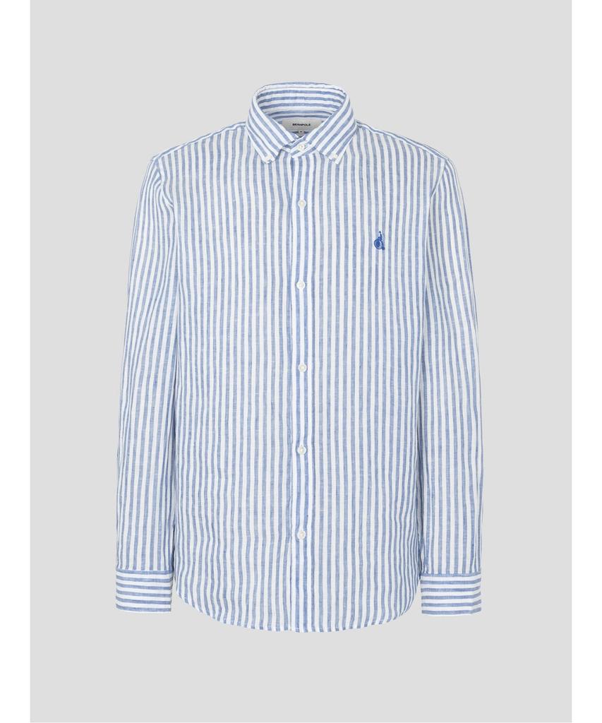 Binpolmen Linen Striped Shirt Blue