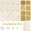 1890pcs 4/6/8/10/12mm Size DIY Bracelet Beads with Gold Beads Crafting Beads  for Necklaces