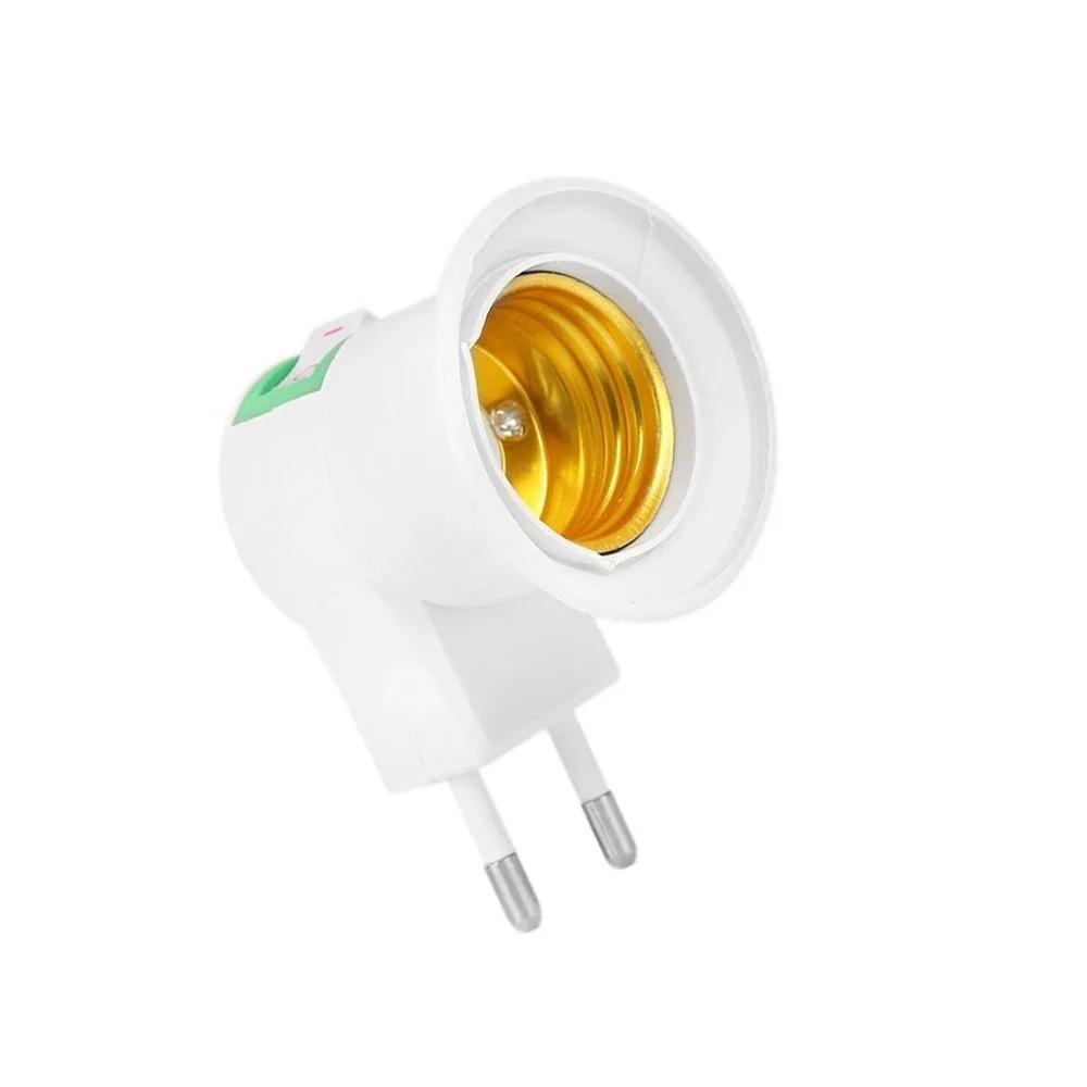 1/10PCS E27 Lamp Socket Adapter with Switch EU Plug Plastic Standard Screw-in Socket Outlet Converter Bulbs for Home