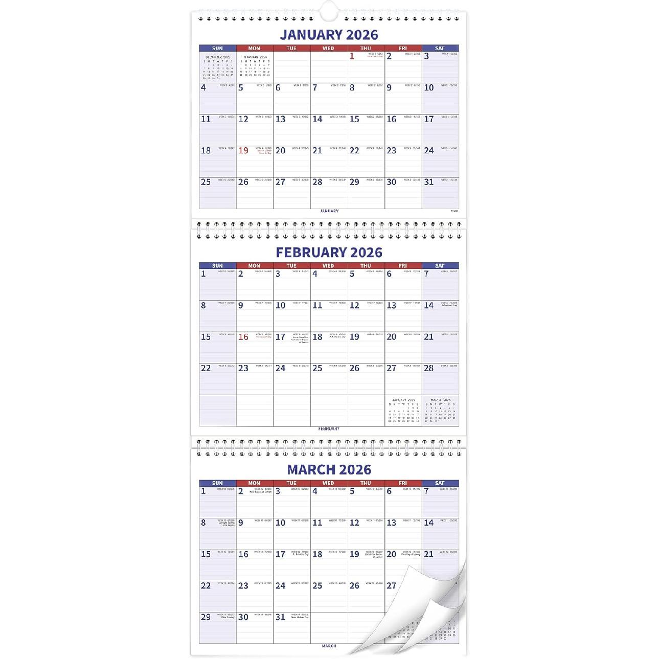 2026-2027 Wall Calendar – 3 Month Wall Calendar 2026-2027, January 2026 - Decmber 2027, 2 Year Calendar, 3 Month Calendar Vertical Display (Folded 26-27 calendar