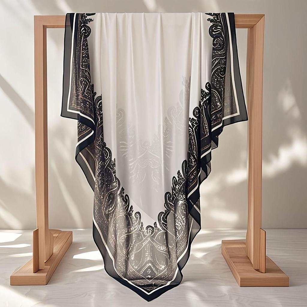 Damenmode 130x130 Seidenähnlicher Gaze Quadratischer Schal Stola - High-End, Leichtgewicht, Langer Schal