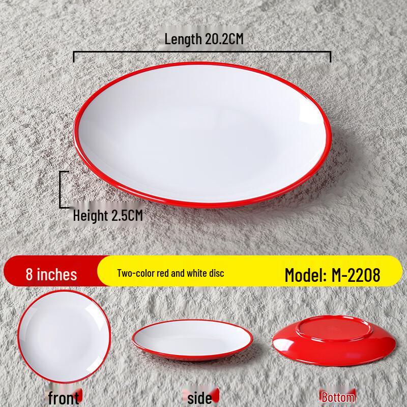 Melamine Round Flat Dinner Plates (10-Pack)