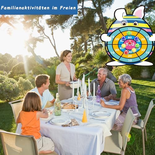 Easter Bunny Design Kids Dart Board with 12 Sticky Balls, Easter Gifts Party Decor Crafts DIY Toys for Children Ages 4-10