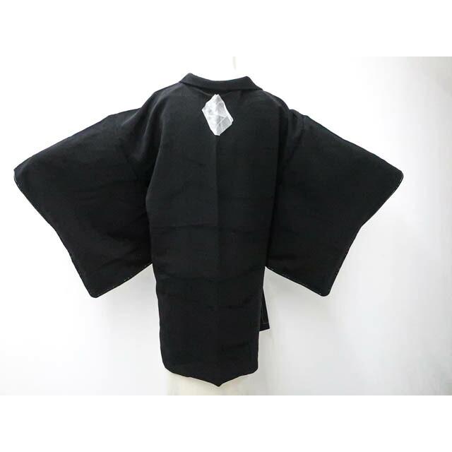 

Recycled kimono, black haori, single crest, ground pattern, pure silk, haori string sold separately, length approx. 83.5cm, sleeve length