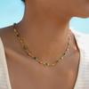 Collana clavicola in rame placcato oro K, fatta a mano, regolabile, con vetro colorato