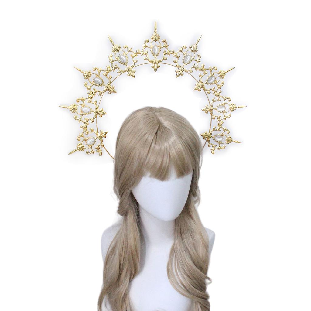 Mother of God Tiaras Crown Hairhoop Craft Bag Elegant Masquerade Cosplay Headband Women Church Headband Crownpiece Kits
