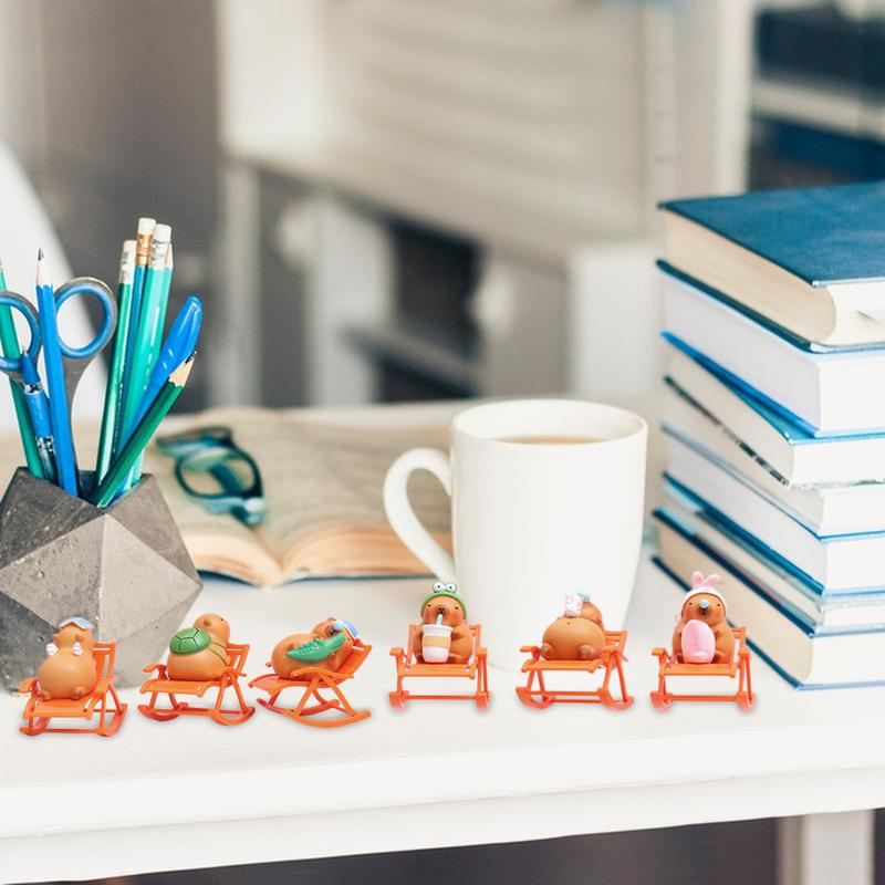 Capybara Figure Ornament Simulation Capybara Model Rocking Chair Capybara Ornaments Cartoon Rocking Chair Decoration Home Art