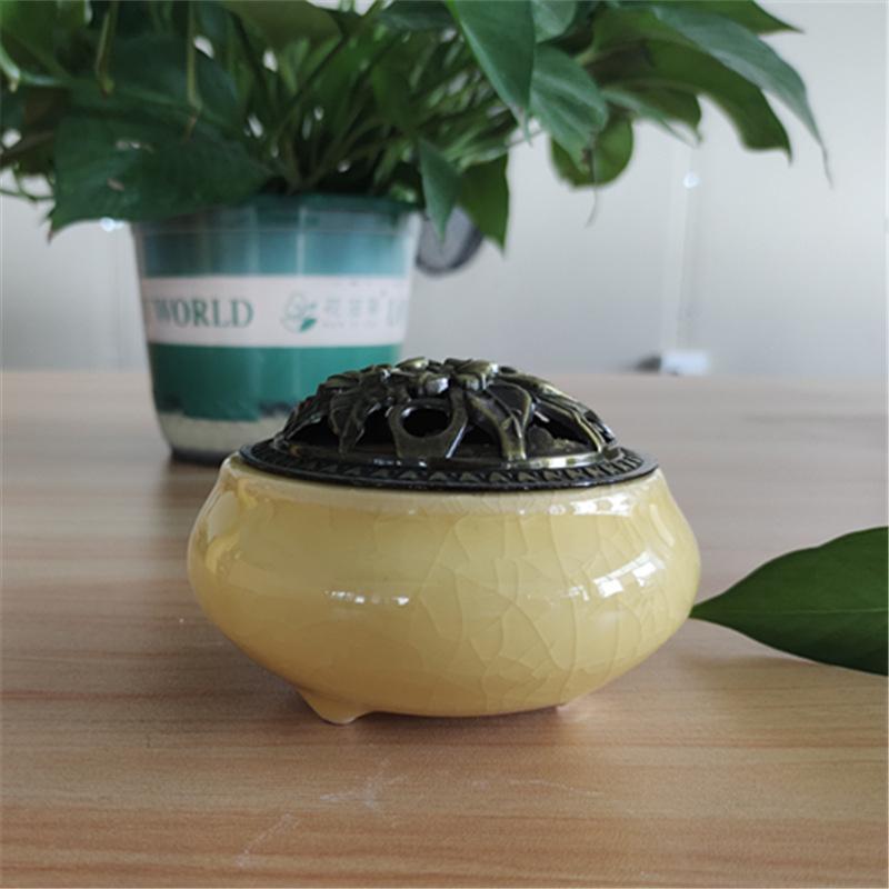 Celadon Ceramic Incense Burner for Home, Buddhist Supplies, Sandalwood Incense Path, Ice Crack Kiln Change Design.