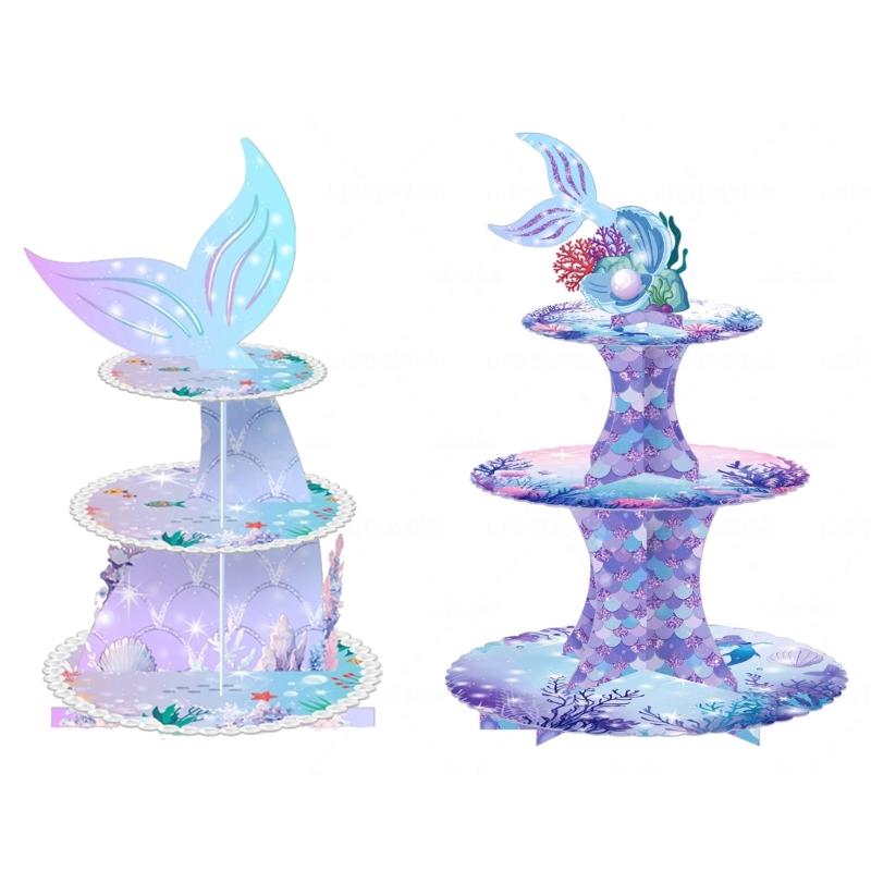 Convenient 3Tier Cupcake Stand Portable Cake Stand Convenient Cardboard Cupcake Tiers Stands for Different Gatherings