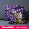 1 Pillowcase 2D Flat Printing Lavender Cat Pattern Pillow 2D Printed Polyester Pillowcase Sofa Decorative Cushion Cover