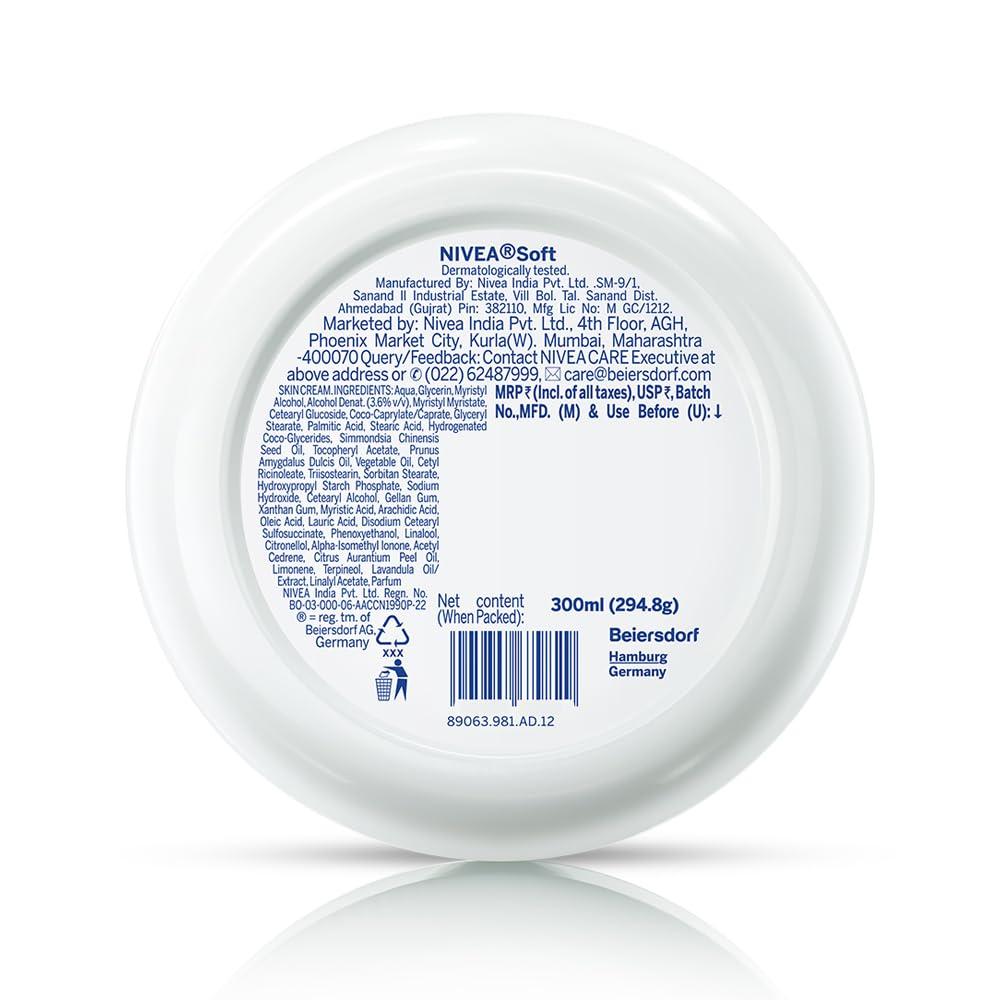Nivea Soft Light Moisturizer 300ml Vitamin E & Jojoba Oil Non-Greasy Face Hand Body Cream Instant Hydration