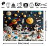 2D Boys Space Party Backdrop, Cute Astronauts & Solar System Photo Banner