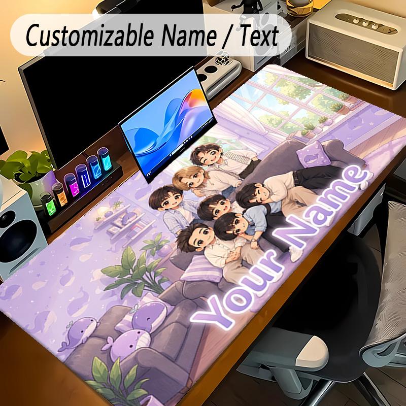 Large Mouse PadBTS Custom Name Text Personalized Desk Mat Non Slip Gaming Pad
