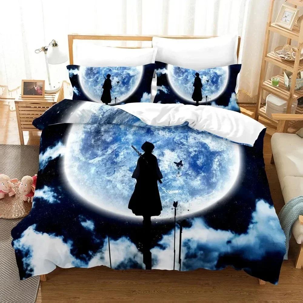 Anime Bleach Toushirou Ichigo Bedding Set Duvet Cover Sheet Printed Bed Set Pillowcase Full Queen King Size Comforter Bedroom