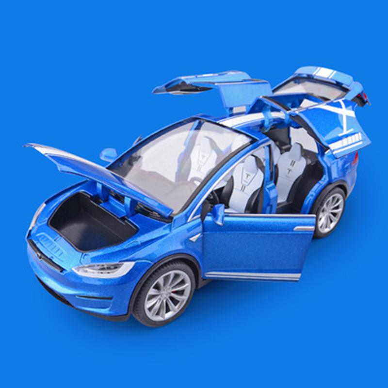 1/24 Tesla Model X SUV Alloy Car Model Diecast Metal Vehicles Car Model Simulation Sound and Light Collection Childrens Toy Gift