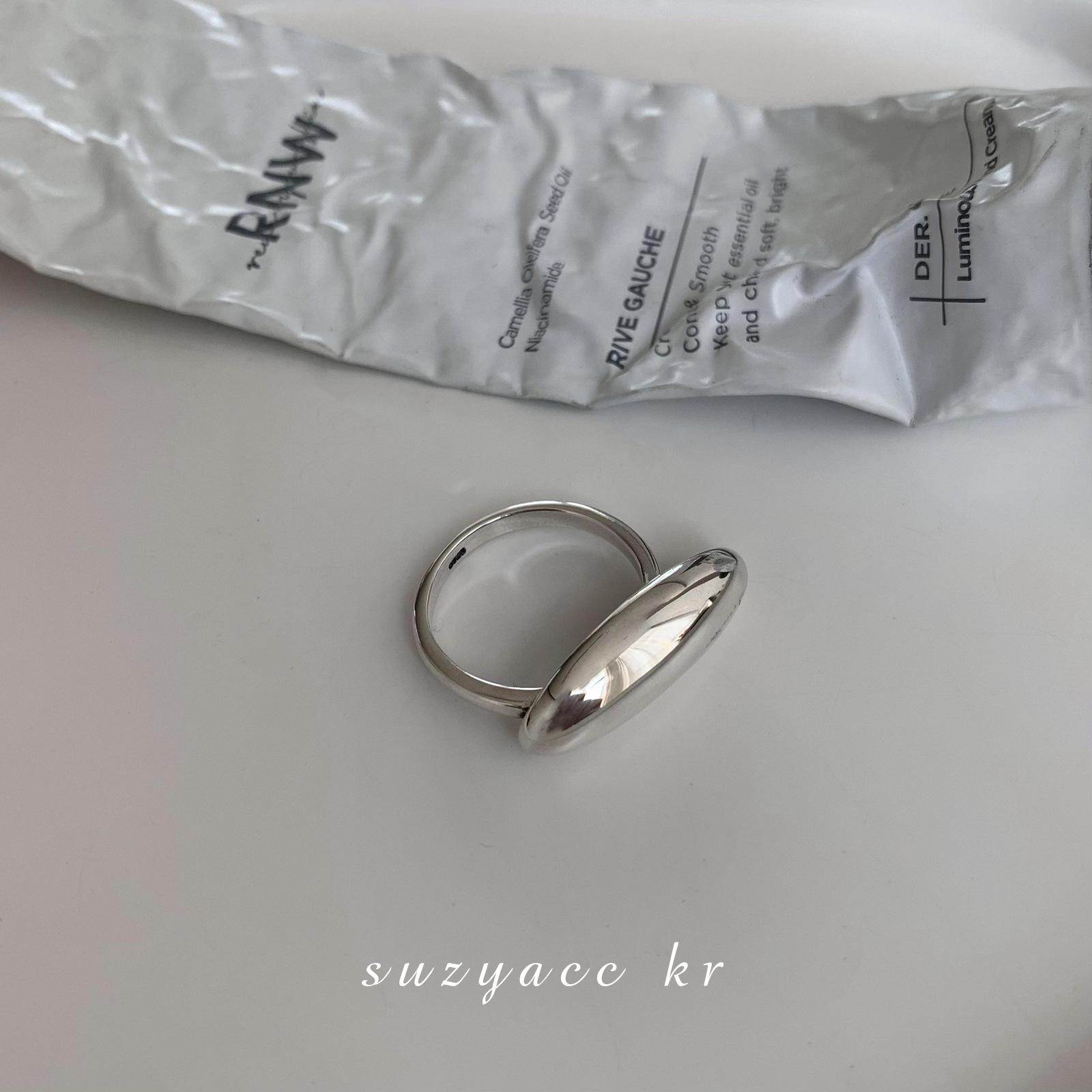 Su Chuang S925 Sterling Silver Geometric Pebble Ring for Women - Fashionable Smooth Design Adjustable Open