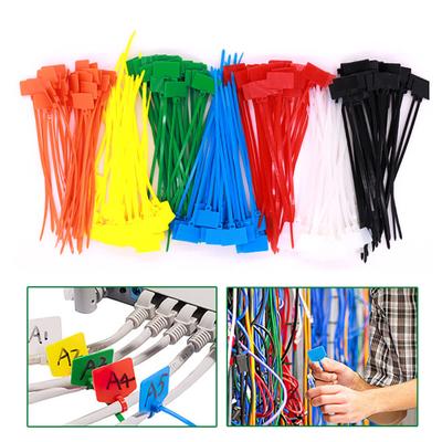 100 Pcs Nylon Marker Cable Zip Ties Self-Locking Zip Tags with Write On Cord Label for Electronics Network Ethernet Wire Organization