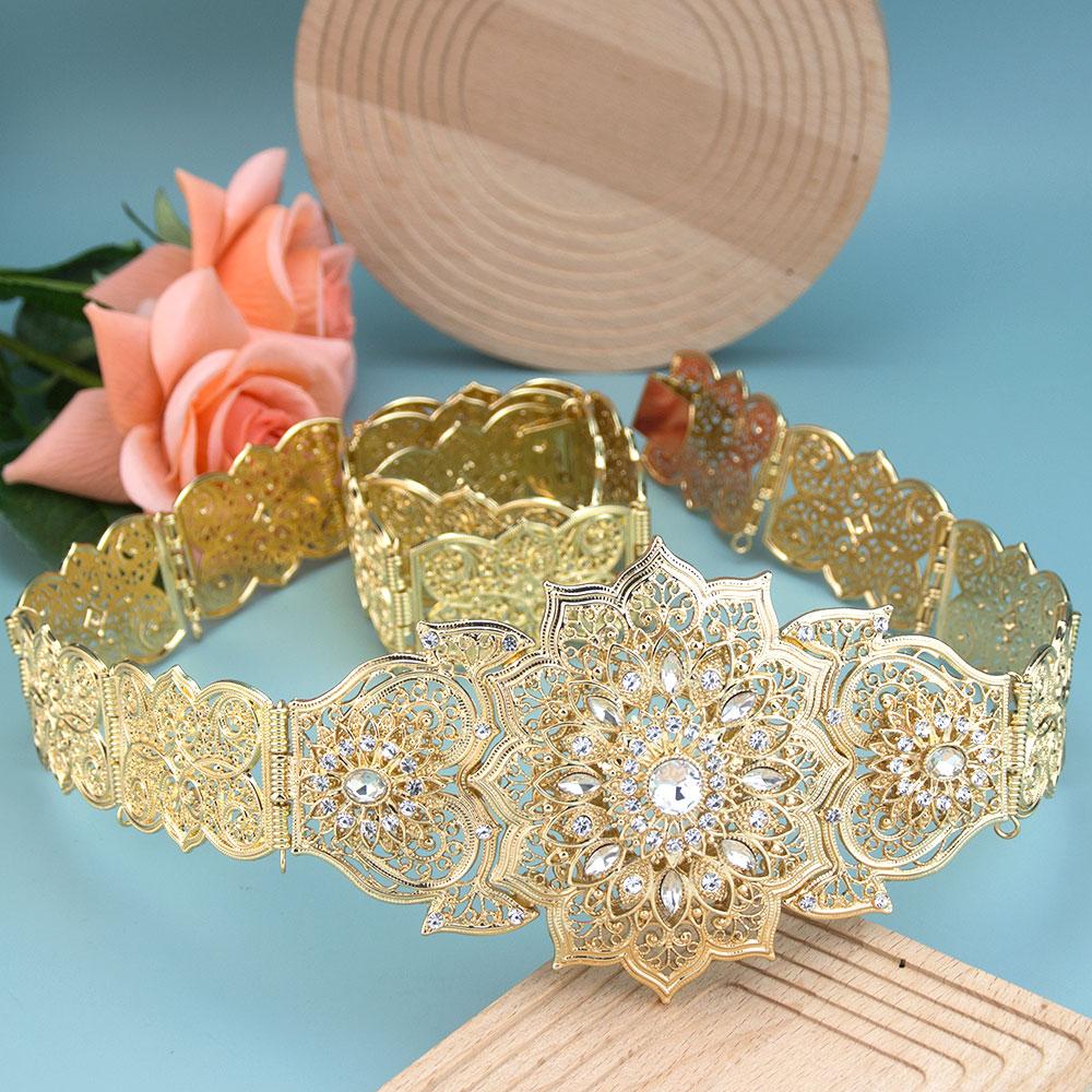 Poyasa Fashion Caucasus Women Dress Belt Metal Waist Chain Adjustable Length Arabic Bridal Wedding Jewelry Waistband