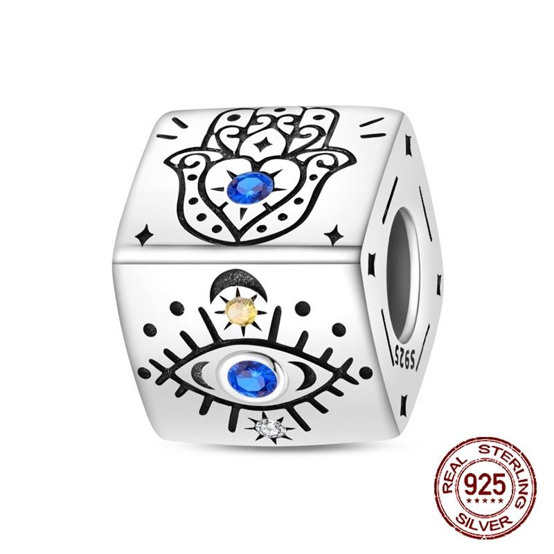 Copper Metal Evil Eye Dangle Charm Bead Component Lucky Symbol Designs Pendant Bead Component Compatible With Bracelet High Quality Fine Jewelry